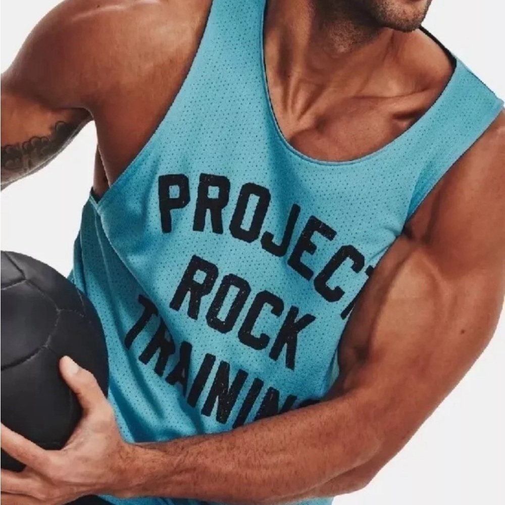 New Under Armour Men's Project Rock Reversible Mesh Tank 1377442 Loose Fit - Picture 2 of 7